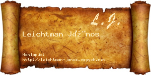 Leichtman János névjegykártya